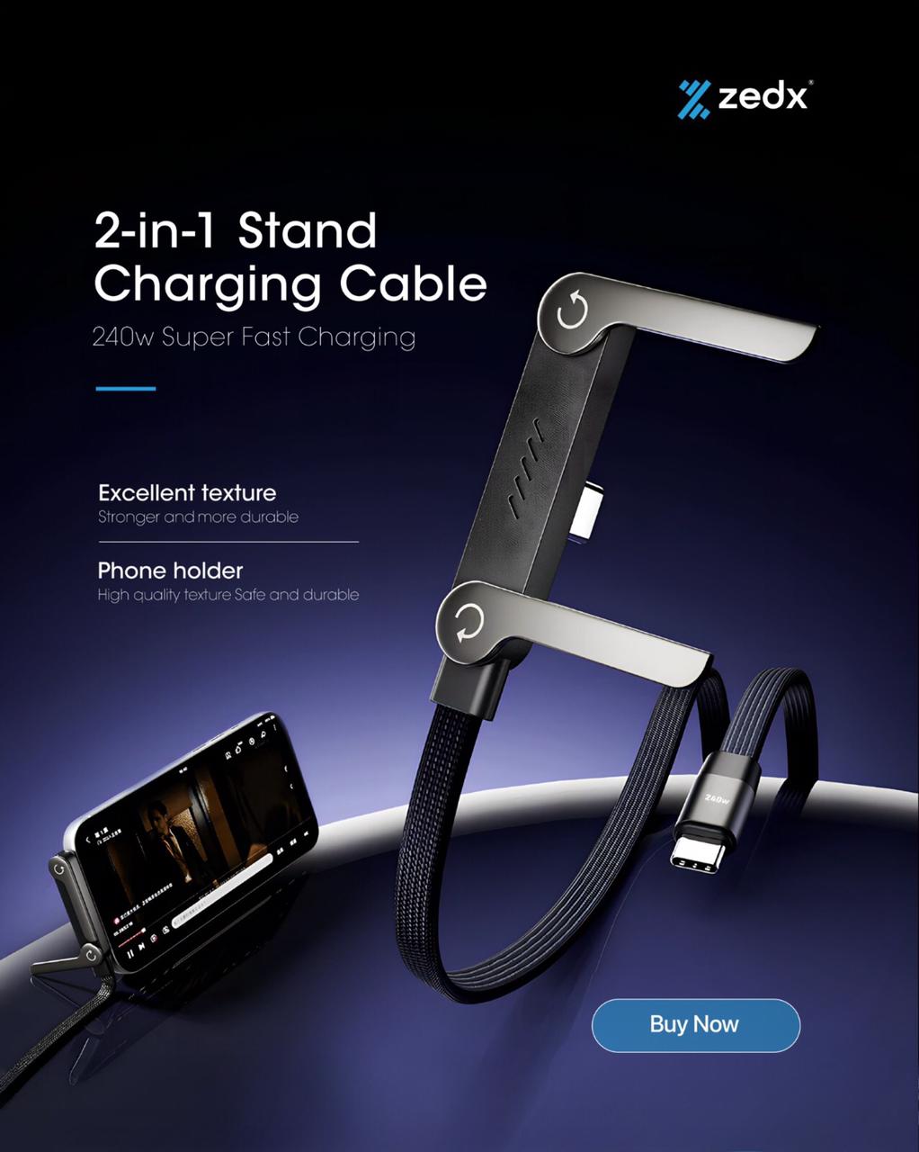 2-in-1 Stand Charging Cable - شحن سريع ومريح لأجهزتك المتعددة في الإمارات